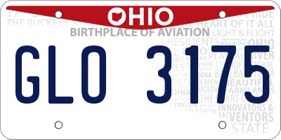 OH license plate GLO3175