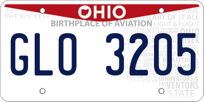 OH license plate GLO3205