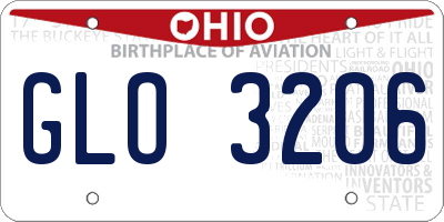 OH license plate GLO3206