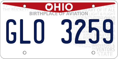 OH license plate GLO3259