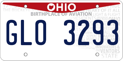 OH license plate GLO3293