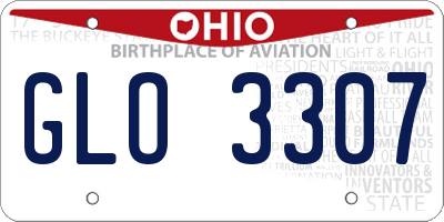OH license plate GLO3307