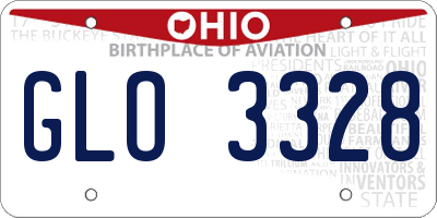 OH license plate GLO3328