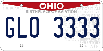 OH license plate GLO3333