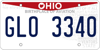 OH license plate GLO3340