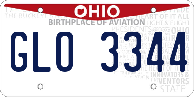 OH license plate GLO3344