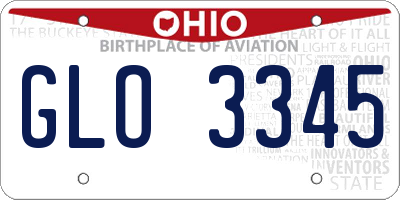 OH license plate GLO3345