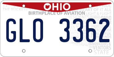 OH license plate GLO3362