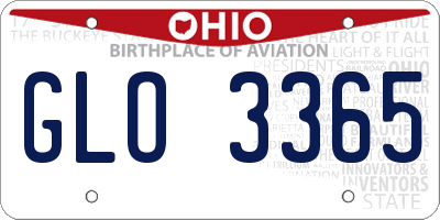 OH license plate GLO3365