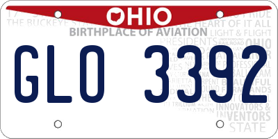 OH license plate GLO3392