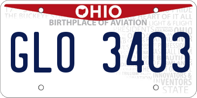 OH license plate GLO3403