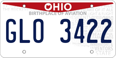 OH license plate GLO3422