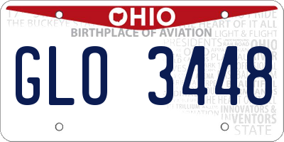 OH license plate GLO3448