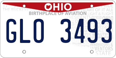 OH license plate GLO3493