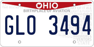 OH license plate GLO3494