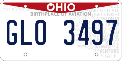 OH license plate GLO3497