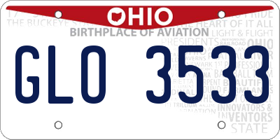 OH license plate GLO3533