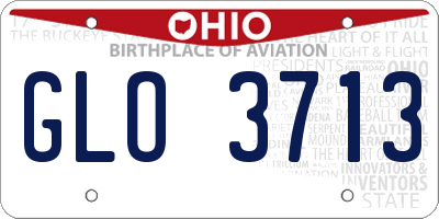 OH license plate GLO3713