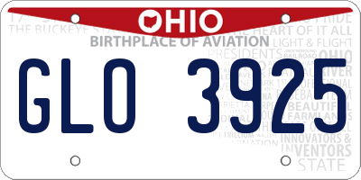 OH license plate GLO3925
