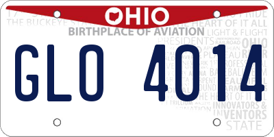 OH license plate GLO4014
