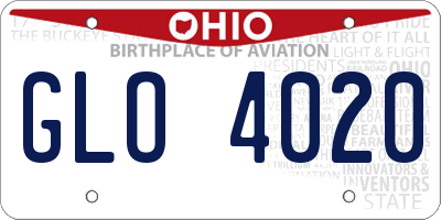 OH license plate GLO4020