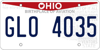 OH license plate GLO4035