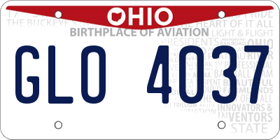 OH license plate GLO4037