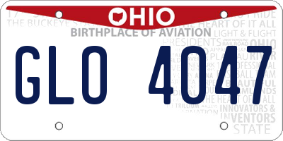 OH license plate GLO4047