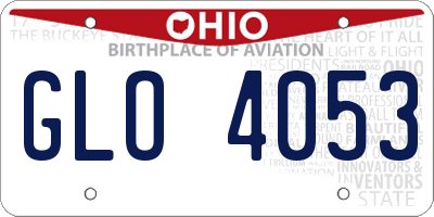 OH license plate GLO4053