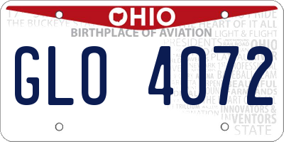 OH license plate GLO4072