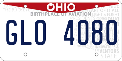 OH license plate GLO4080