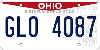 OH license plate GLO4087