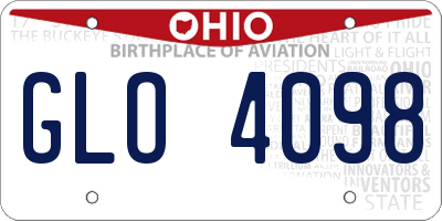 OH license plate GLO4098