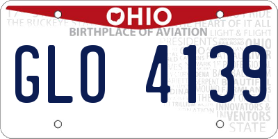 OH license plate GLO4139