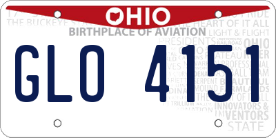 OH license plate GLO4151