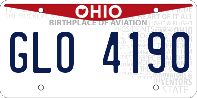 OH license plate GLO4190