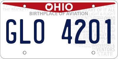 OH license plate GLO4201