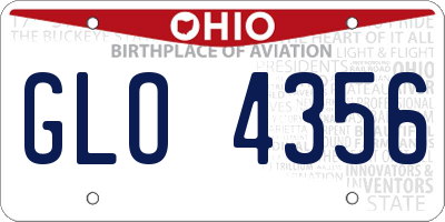 OH license plate GLO4356