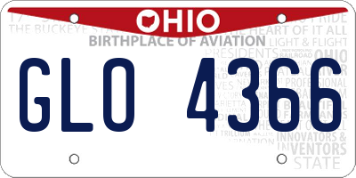 OH license plate GLO4366