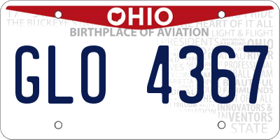 OH license plate GLO4367