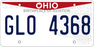 OH license plate GLO4368