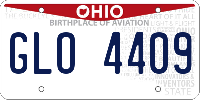 OH license plate GLO4409