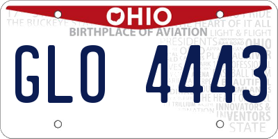 OH license plate GLO4443