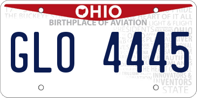 OH license plate GLO4445