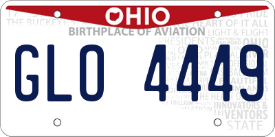 OH license plate GLO4449