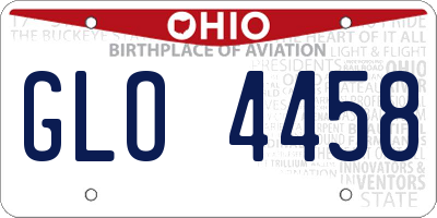 OH license plate GLO4458