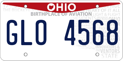 OH license plate GLO4568