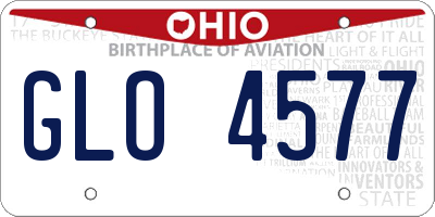 OH license plate GLO4577