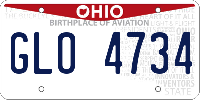 OH license plate GLO4734