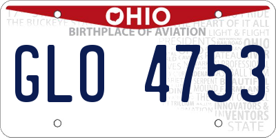 OH license plate GLO4753